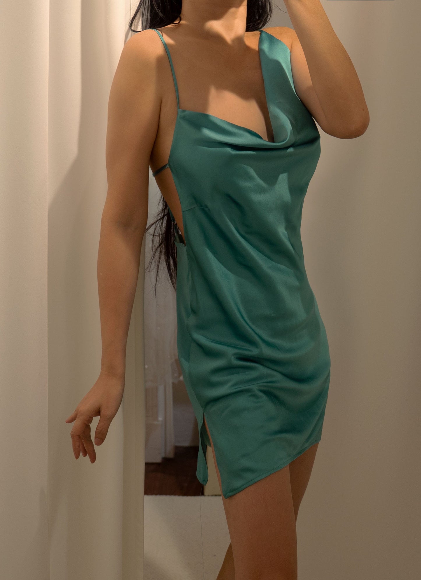 Minivestido de seda de morera de doble capa