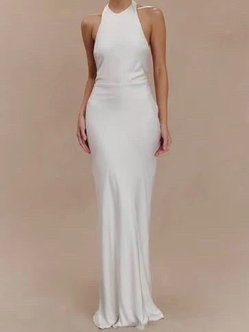 Vestido de seda estilo halter personalizado