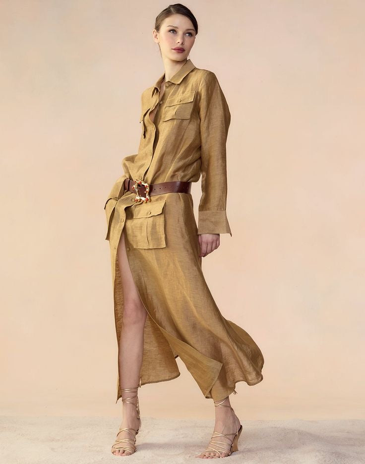 Vestido camisero de lino hecho a medida