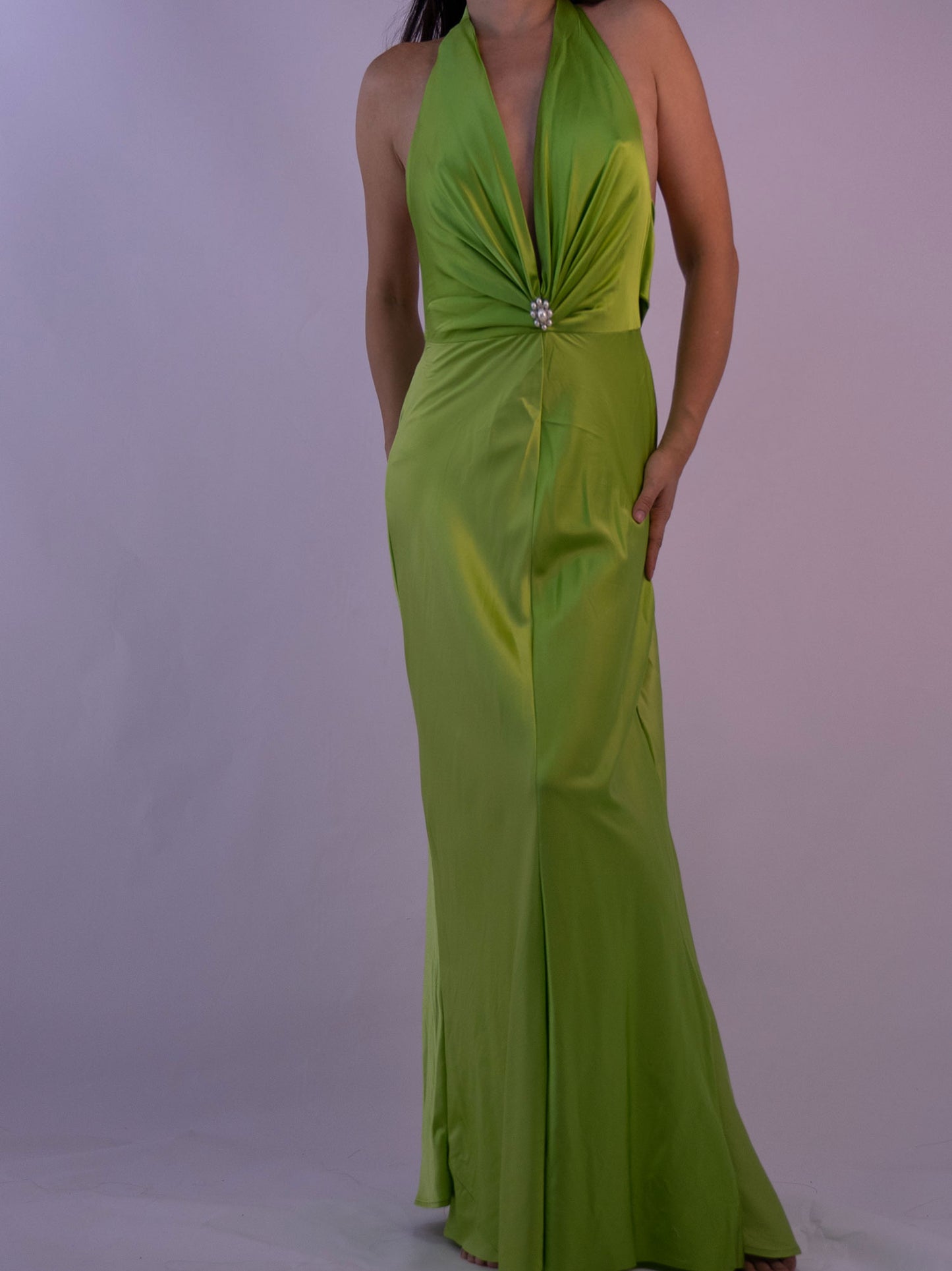 100% Mulberry Silk Jewel Green  Dress Gown