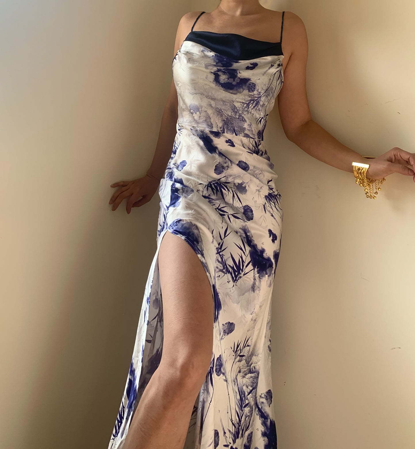 Vestido de seda Rhiannon Ink Bamboo