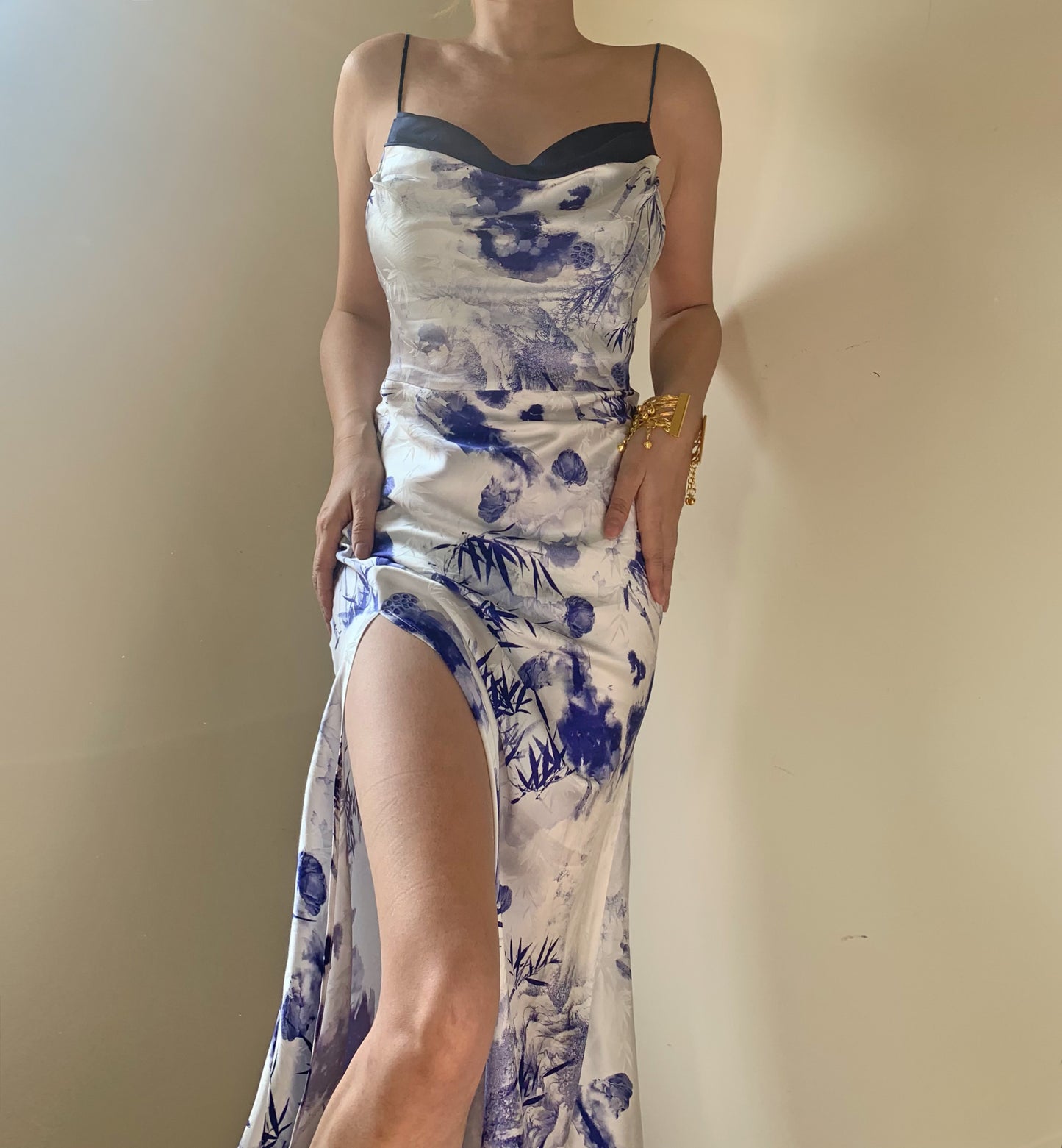 Vestido de seda Rhiannon Ink Bamboo