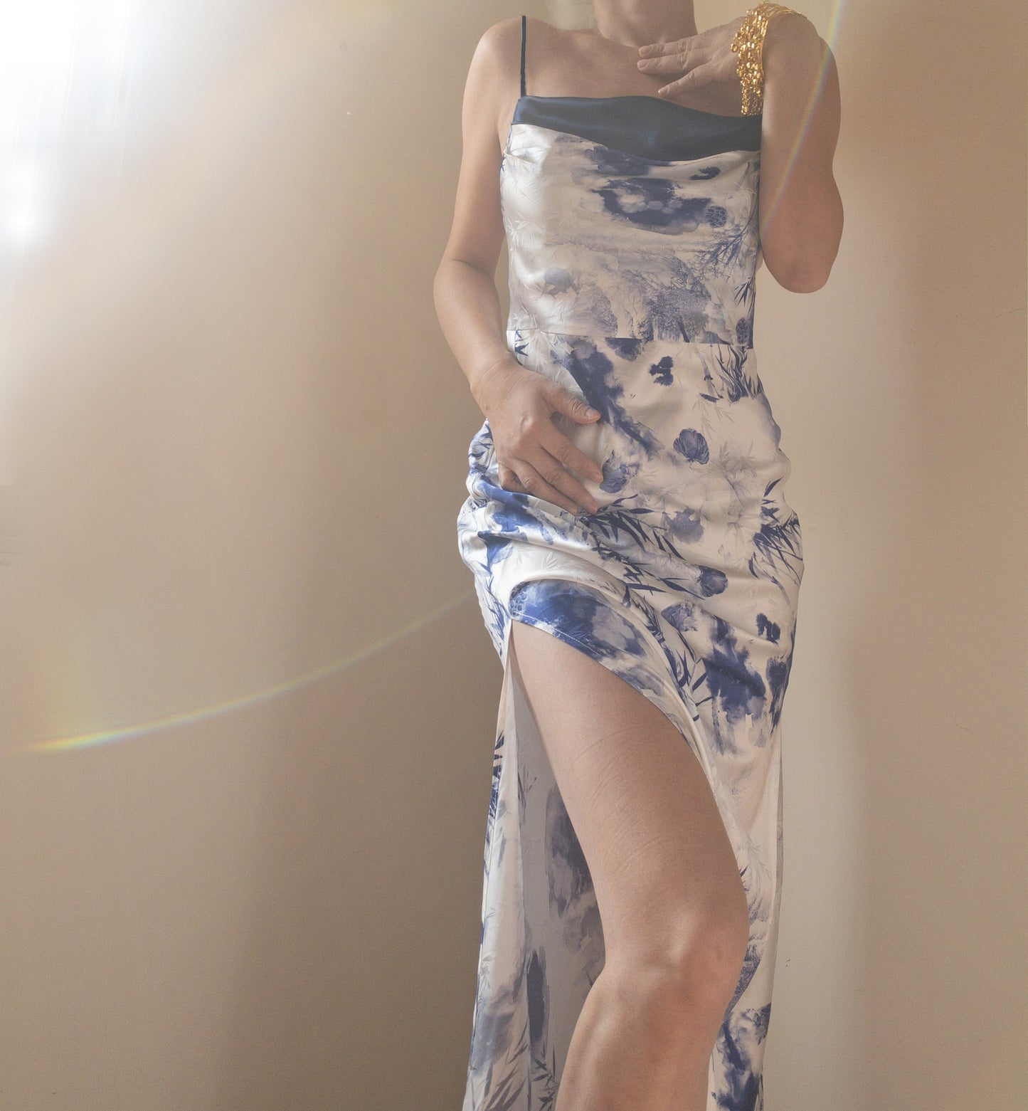 Vestido de seda Rhiannon Ink Bamboo
