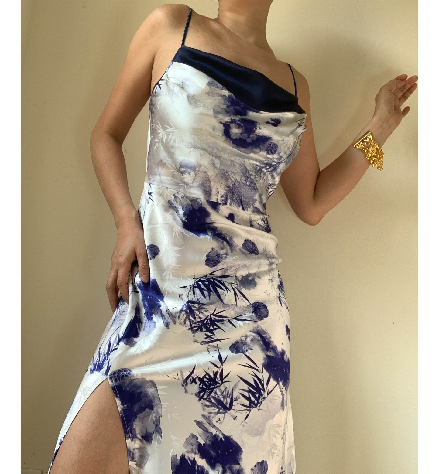 Vestido de seda Rhiannon Ink Bamboo