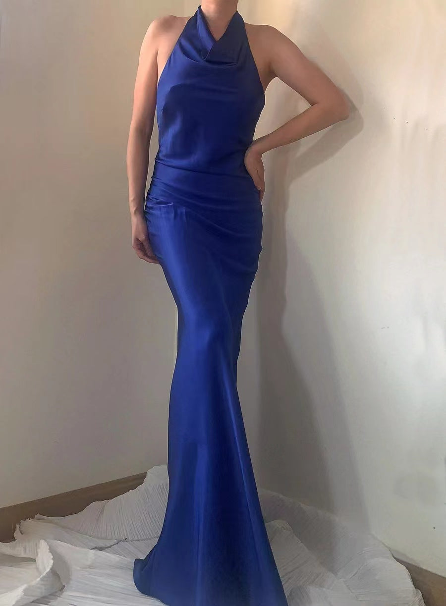 Vestido largo de seda morera Hayleigh