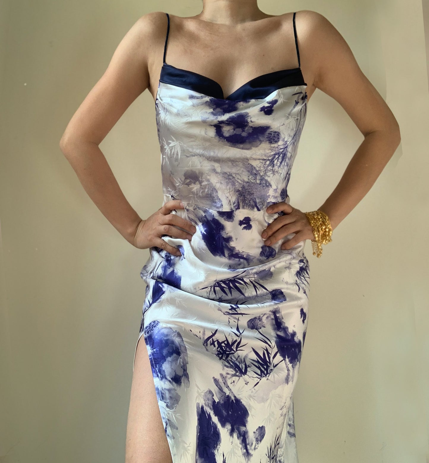 Vestido de seda Rhiannon Ink Bamboo