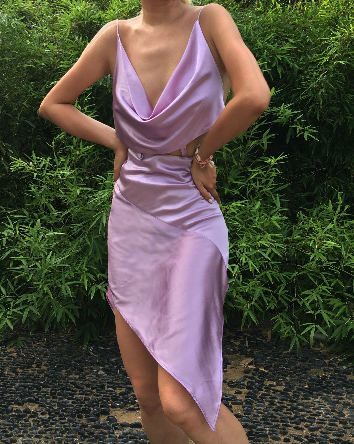 Gia Asymmetrical Backless Dress - Studio Alashanghai Silk