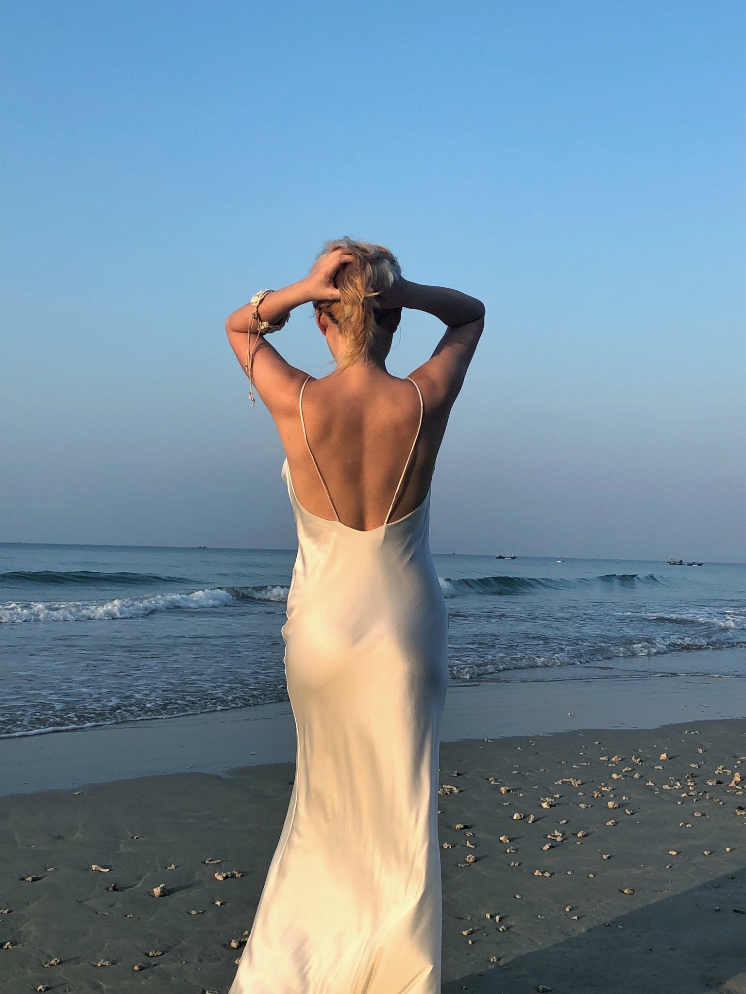 Rhiannon Pure White Silk Dress - Studio Alashanghai Silk